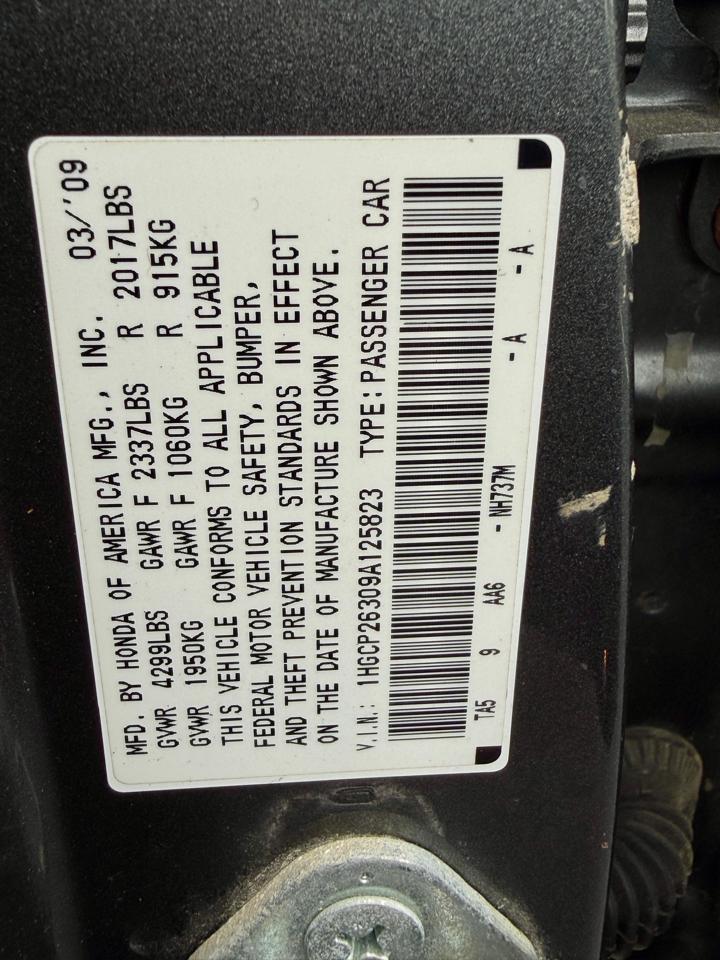 Honda Accord Sdn 4dr I4 Auto LX 2009