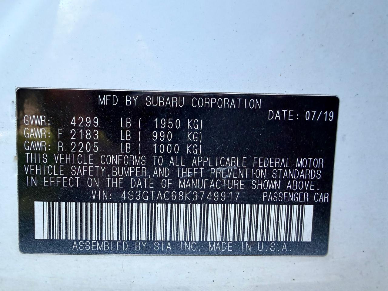 Subaru Impreza 2.0i Premium 5-door CVT 2019