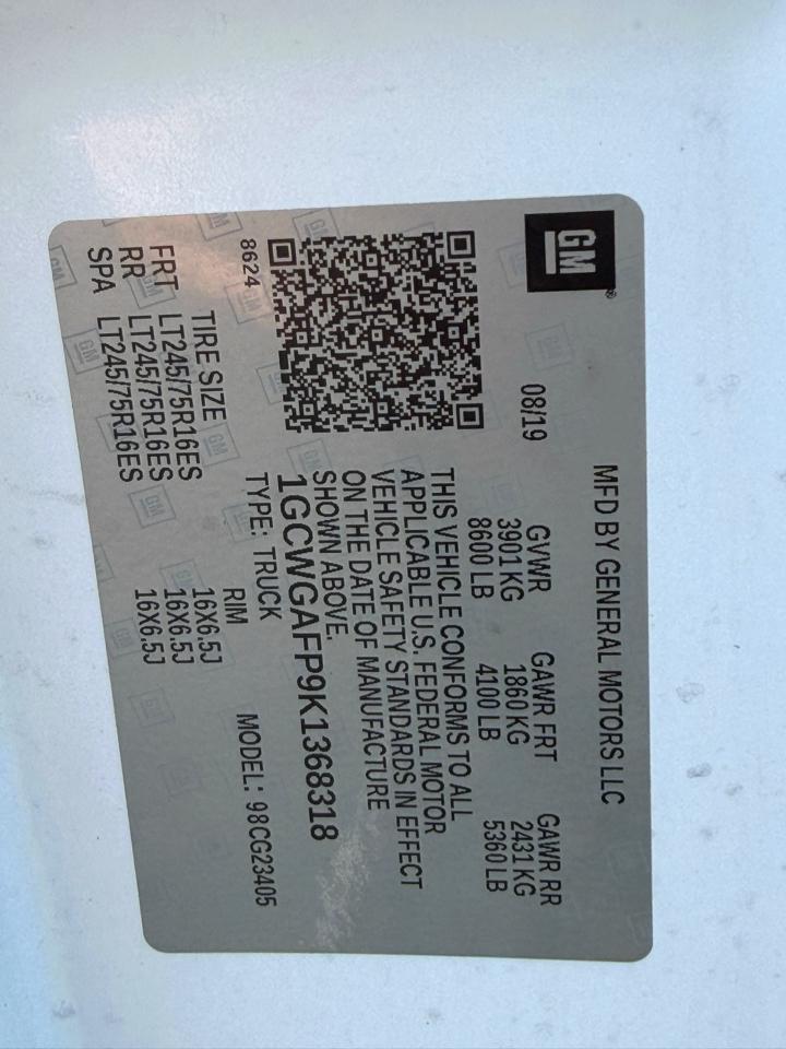 Chevrolet Express Cargo Van RWD 2500 135" 2019