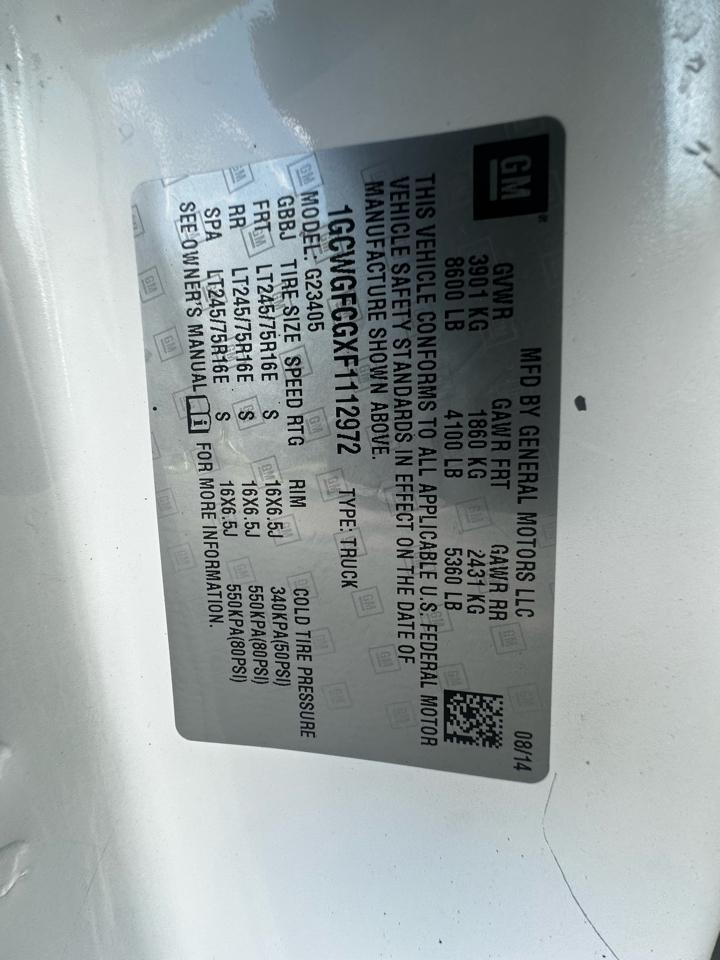 Chevrolet Express Cargo Van RWD 2500 135" 2015