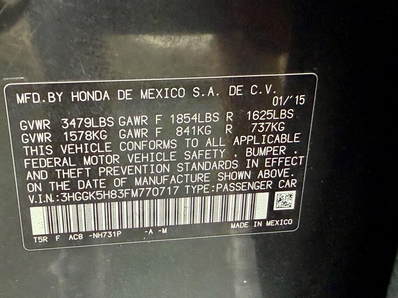 Honda Fit 5dr HB CVT EX-L 2015