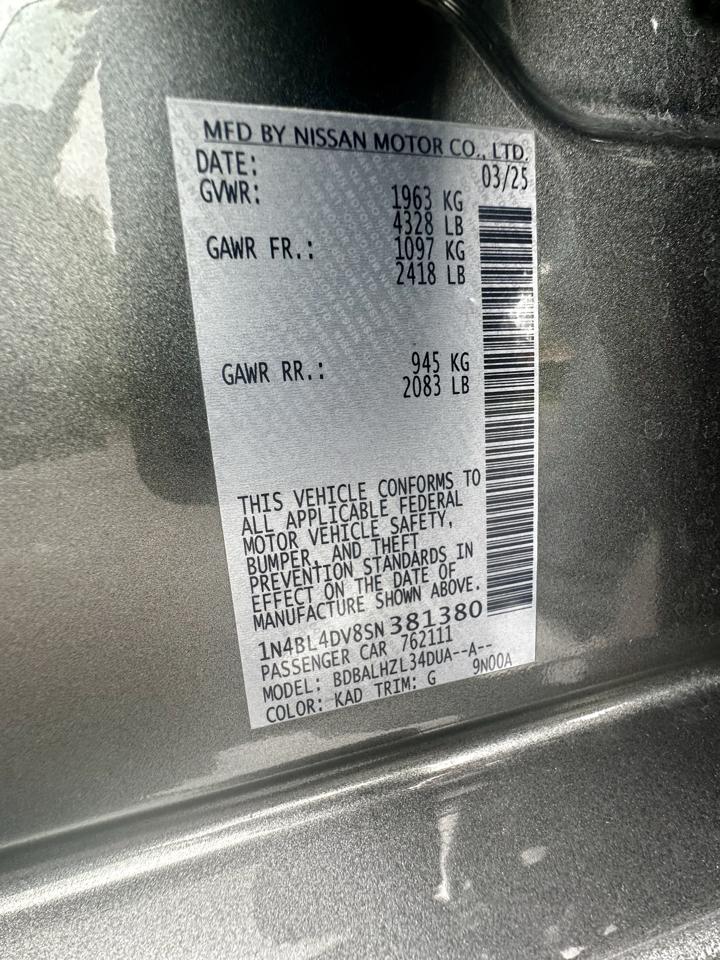 Nissan Altima SV FWD 2025