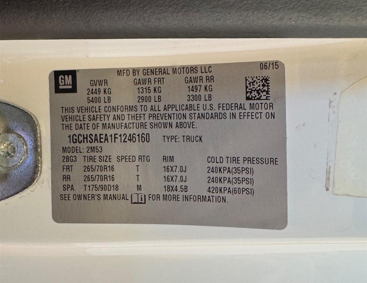 Chevrolet Colorado 2WD Ext Cab 128.3" WT 2015