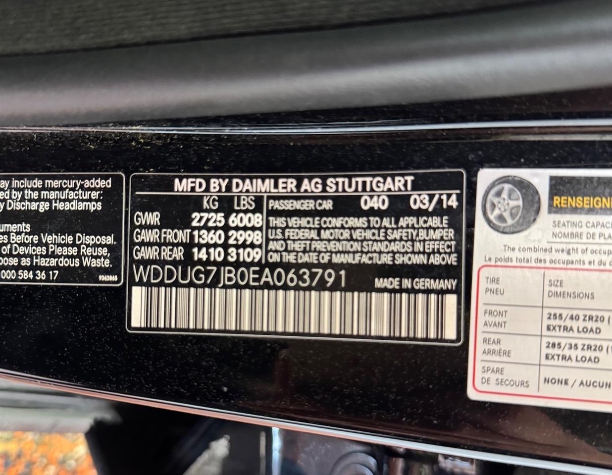 Mercedes-Benz S-Class 4dr Sdn S 63 AMG 4MATIC 2014