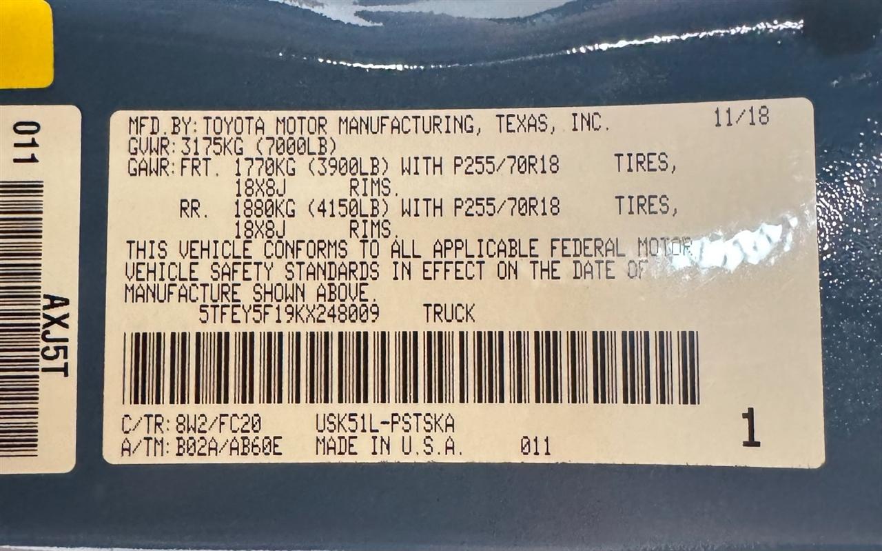 Toyota Tundra 2WD 1794 Edition CrewMax 5.5' Bed 5.7L (Natl) 2019