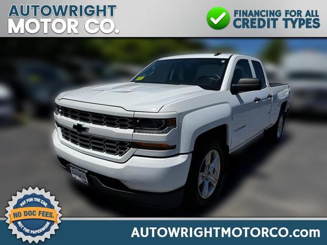 White 2018 Chevrolet Silverado 1500 Custom Double Cab 4WD Pickup Truck Four-Wheel Drive Automatic
