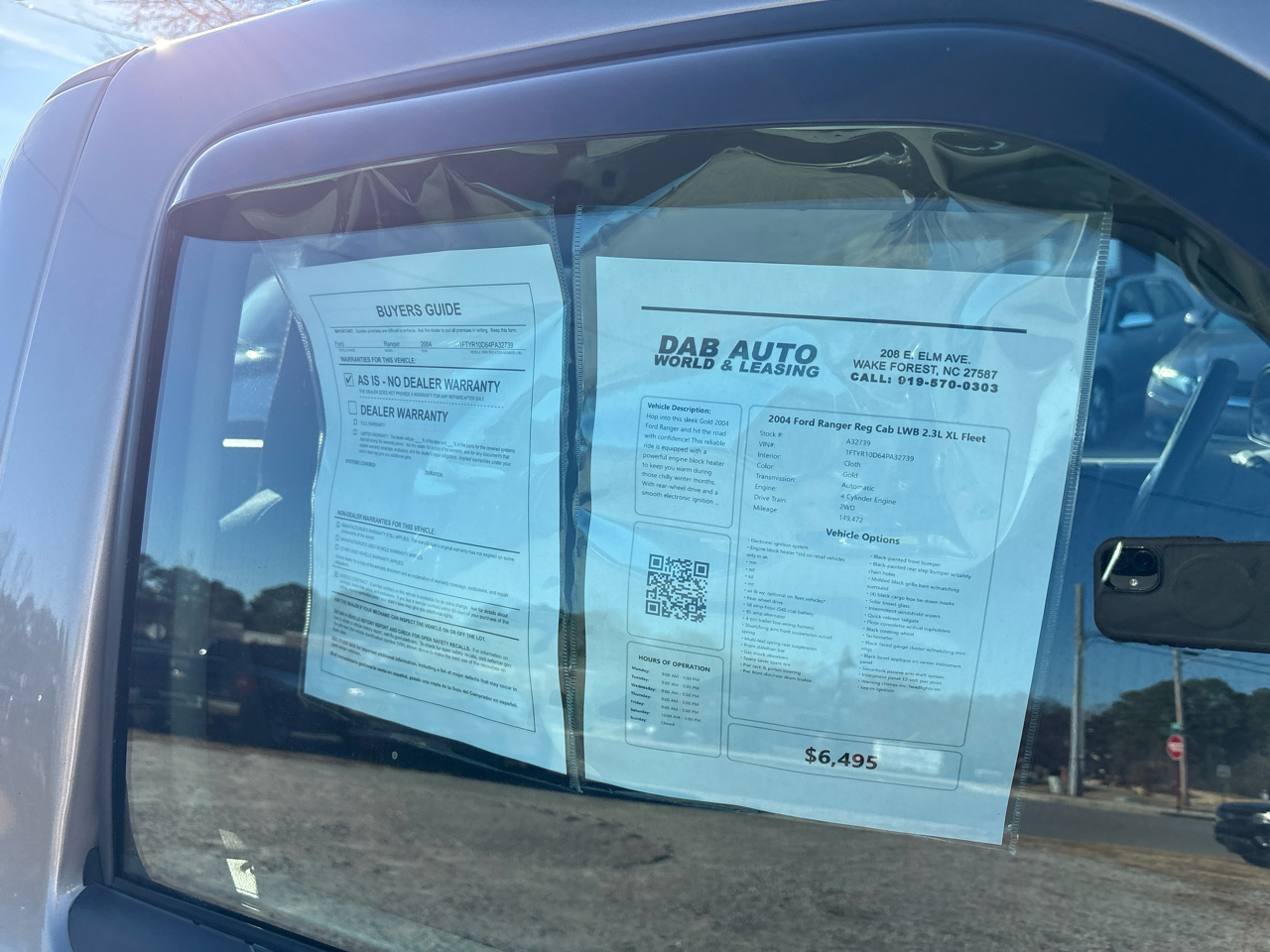 Ford Ranger Reg Cab LWB 2.3L XL Fleet 2004