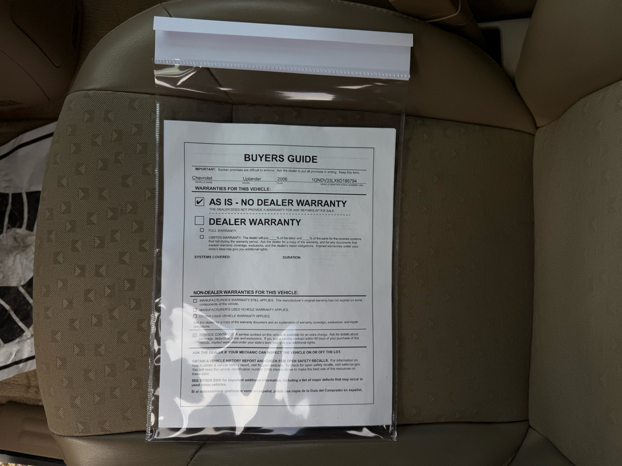 Chevrolet Uplander 4dr Ext WB FWD LT w/2LT 2006