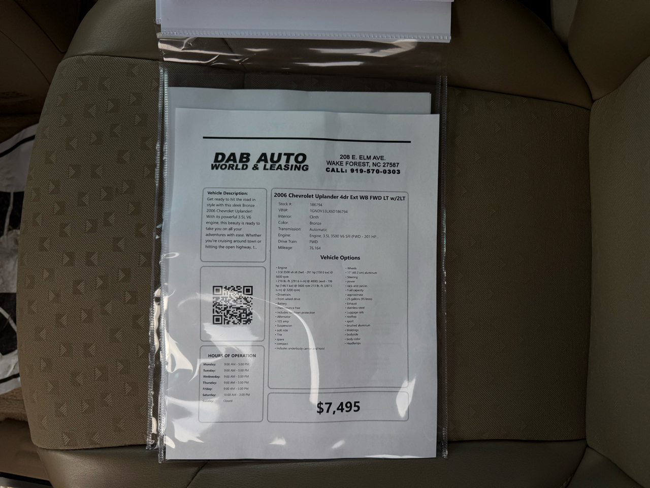 Chevrolet Uplander 4dr Ext WB FWD LT w/2LT 2006