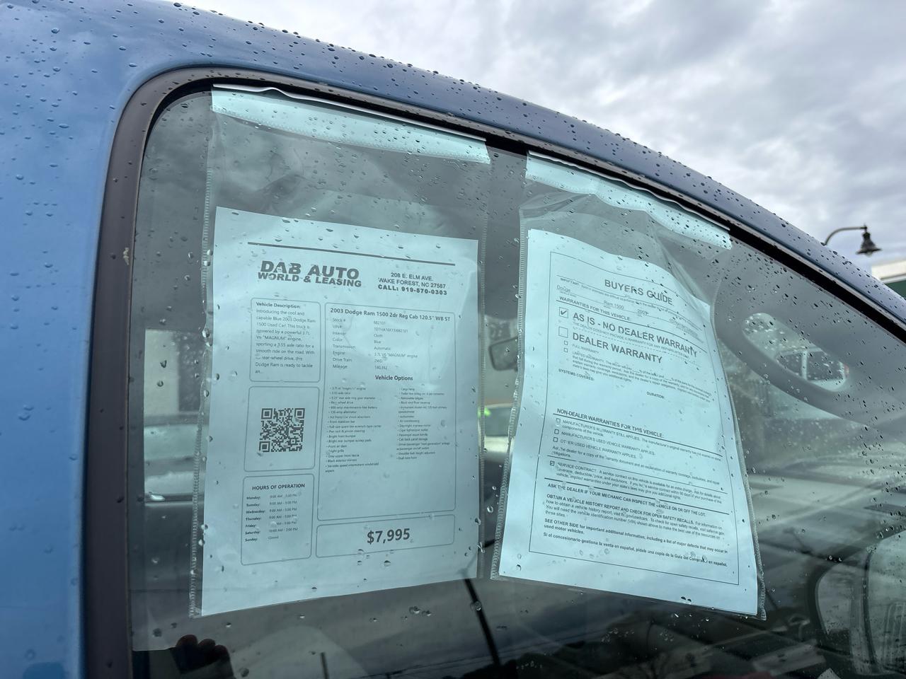 Dodge Ram 1500 2dr Reg Cab 120.5" WB ST 2003