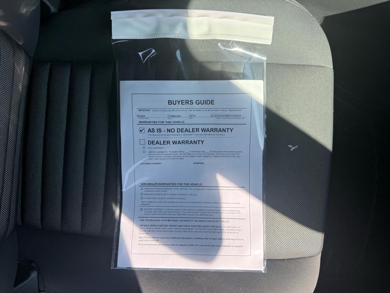 Dodge Challenger 2dr Cpe SXT 2014