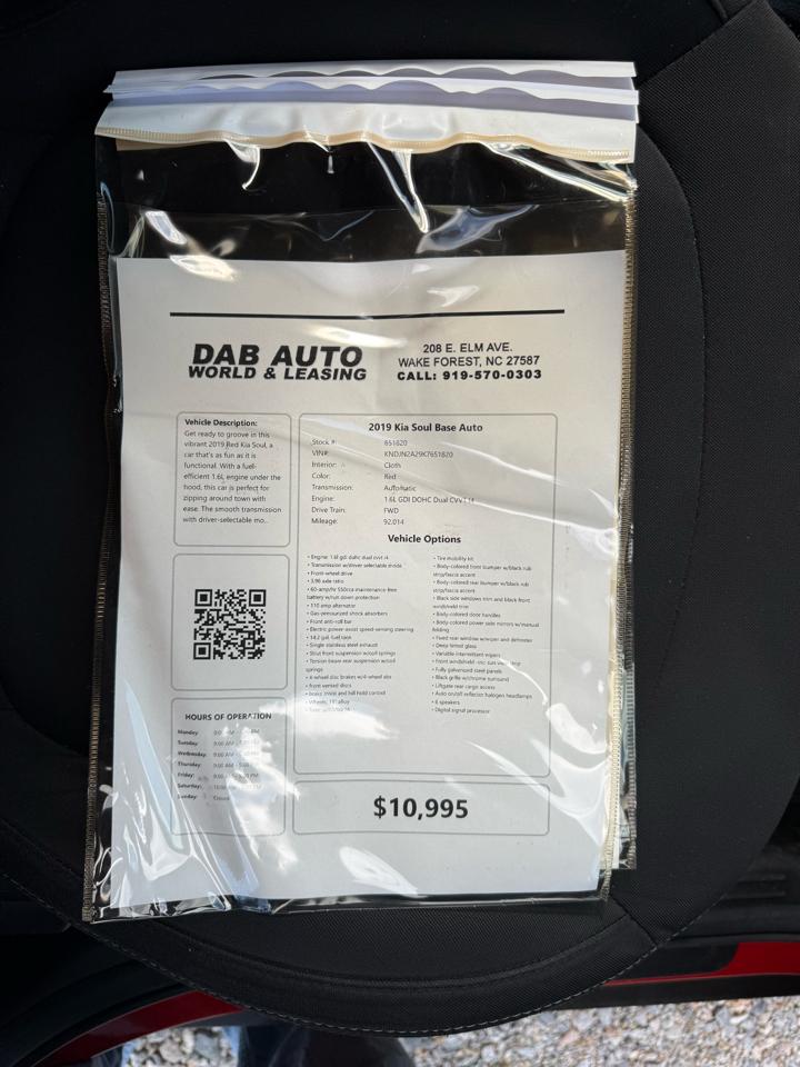 Kia Soul Base Auto 2019