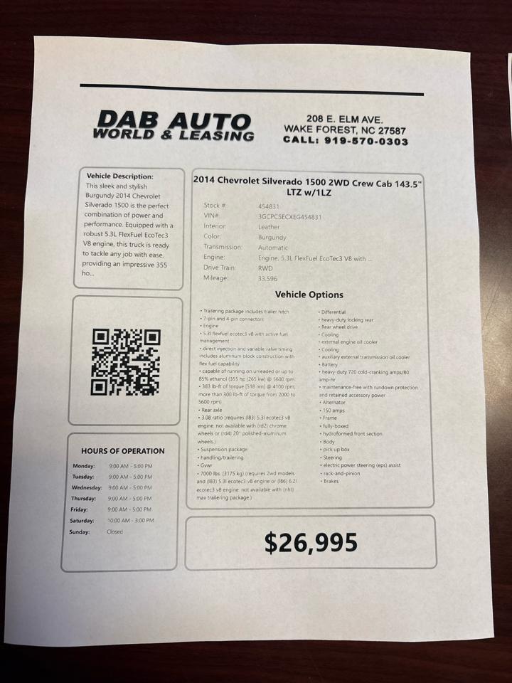 Chevrolet Silverado 1500 2WD Crew Cab 143.5" LTZ w/1LZ 2014