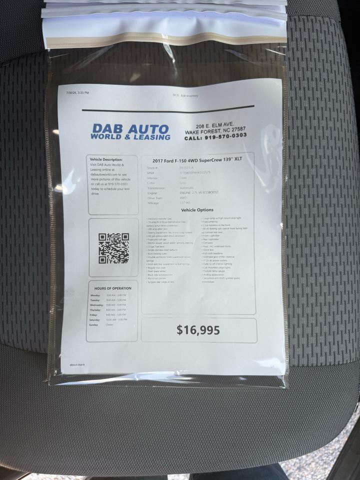 Ford F-150 4WD SuperCrew 139" XLT 2017