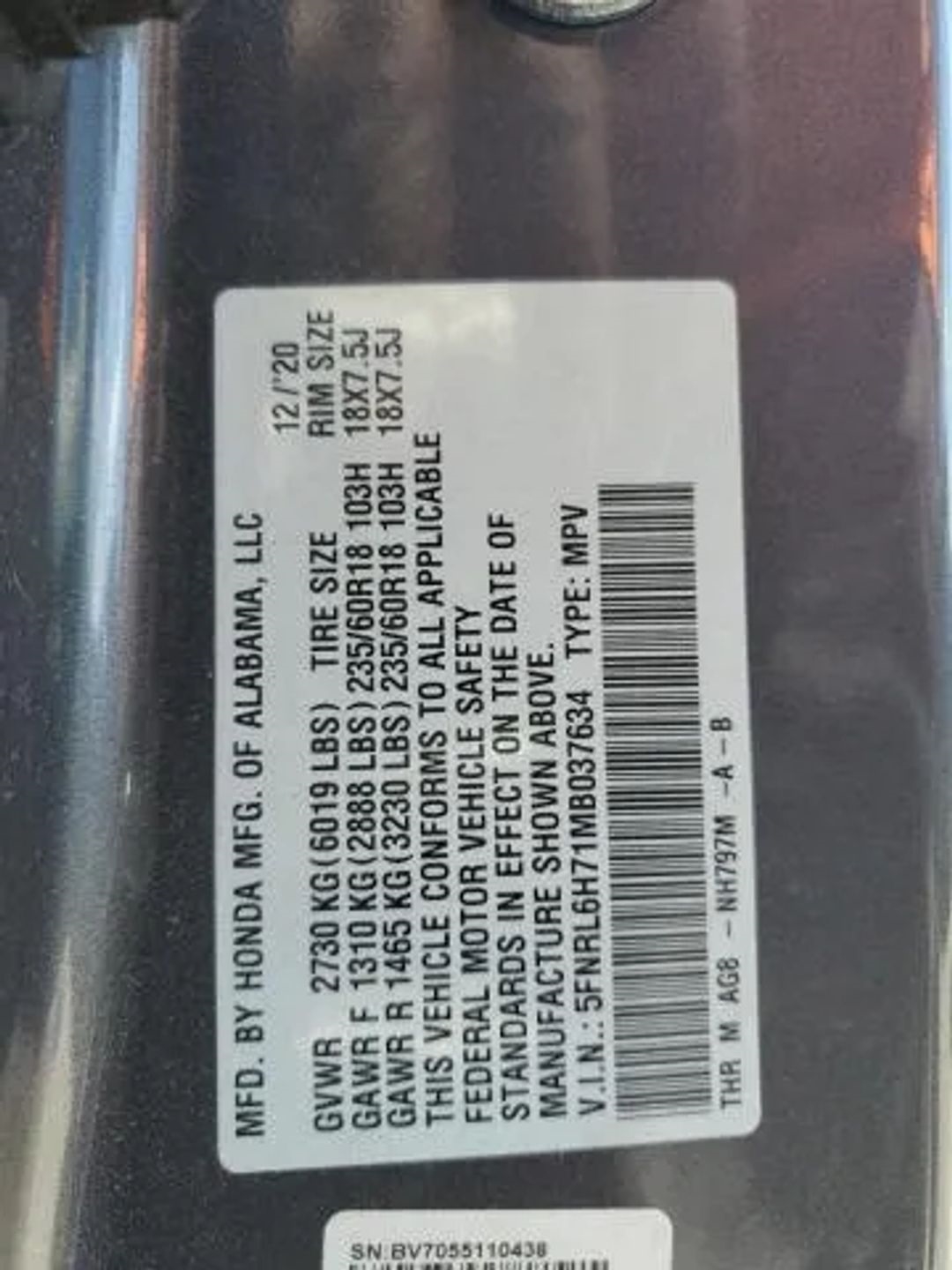 Honda Odyssey  2021
