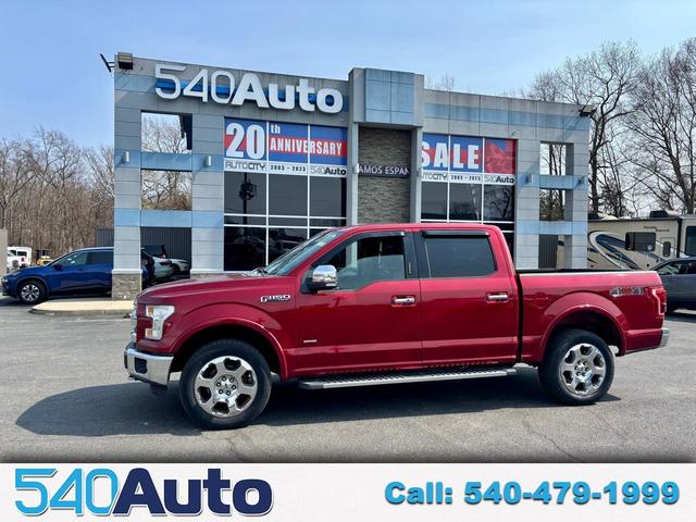 Red 2016 Ford F-150 Lariat SuperCrew 4WD Pickup Truck Four-Wheel Drive Automatic
