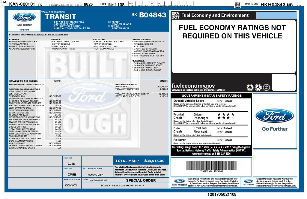 Ford Transit Cargo Van T-250 130" Low Rf 9070 GVWR AWD 2020