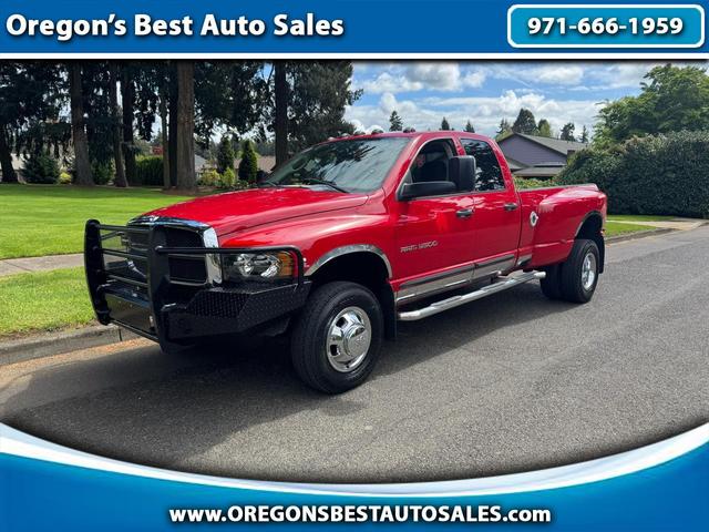Red 2005 Dodge RAM 3500 SLT Quad Cab LB 4WD Pickup Truck Four-Wheel Drive 6-Speed Manual