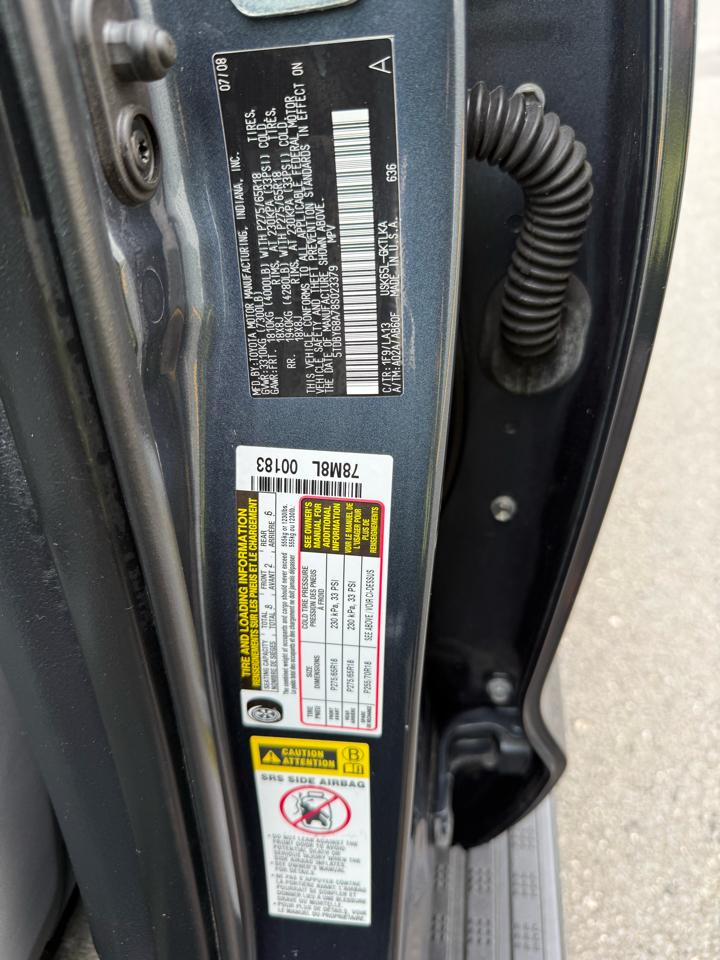 Toyota Sequoia 4WD 4dr LV8 6-Spd AT Ltd (Natl) 2008
