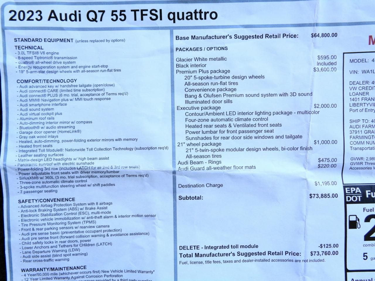 Audi Q7 Premium Plus 55 TFSI quattro 2023
