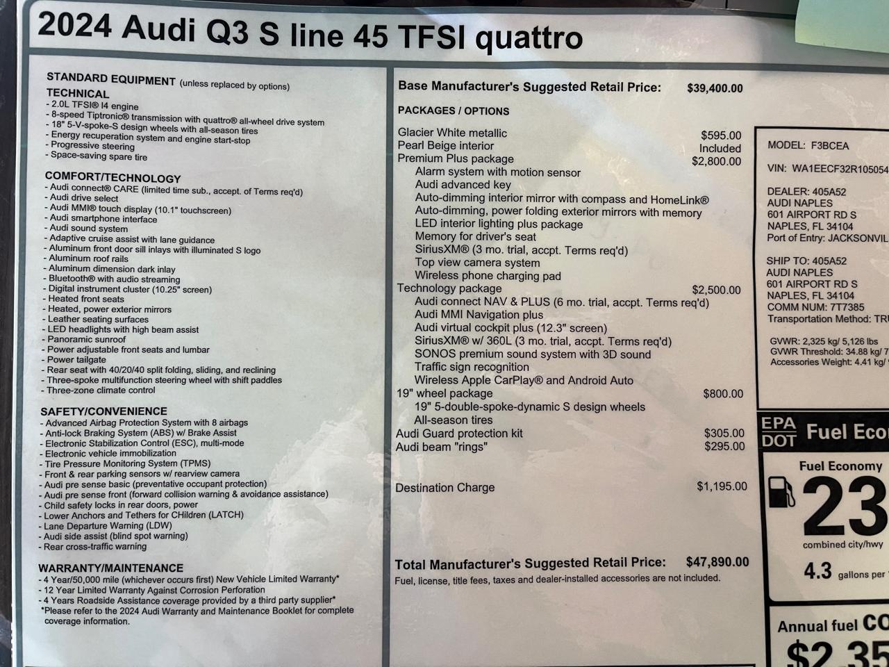 Audi Q3 S line Premium Plus 45 TFSI quattro 2024