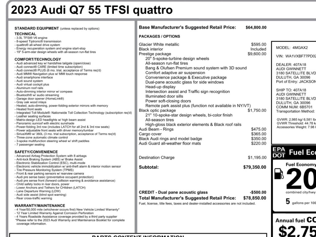 Audi Q7 Prestige 55 TFSI quattro 2023