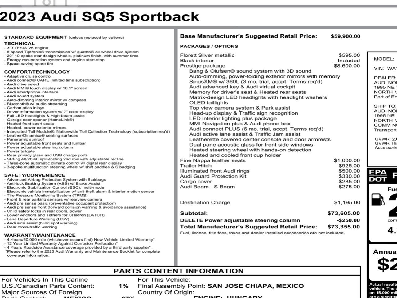 Audi SQ5 Sportback Prestige 3.0 TFSI quattro 2023