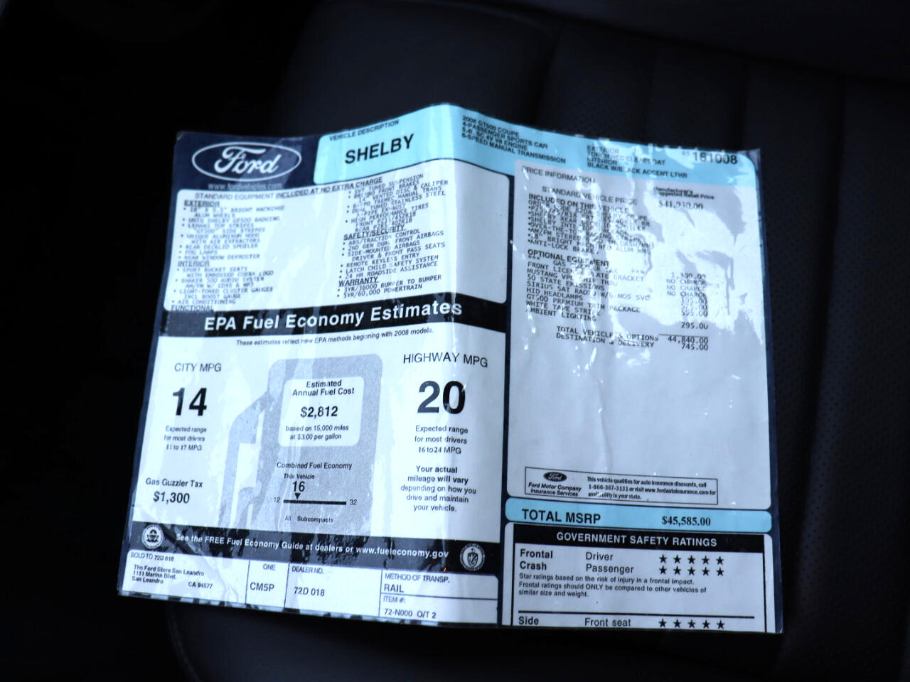 Ford Shelby GT500 Coupe 2008 Ford Shelby GT500 Coupe 2008