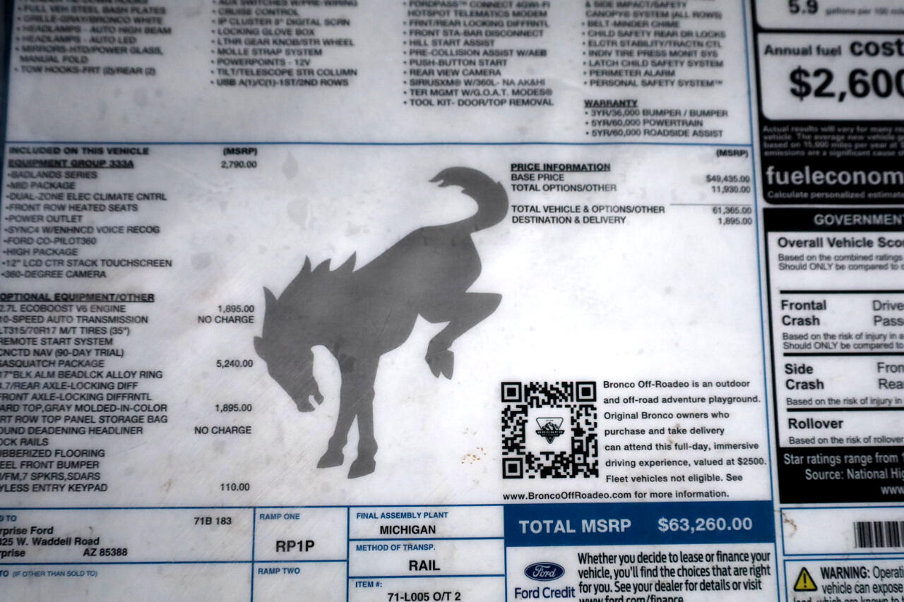 Ford Bronco Badlands 4 Door Advanced 4x4 2023