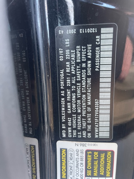 Volkswagen Eos 2.0T w/ Luxury Pkg. 2007