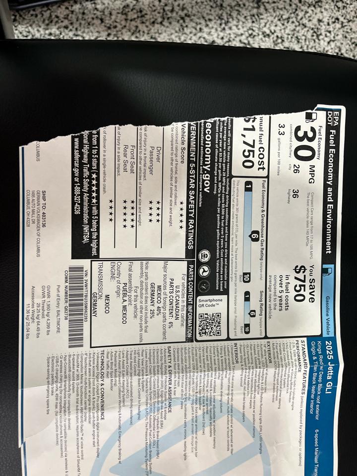 Volkswagen Jetta GLI Autobahn 6M 2025