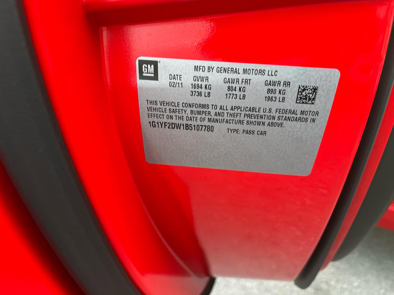 Chevrolet Corvette 2dr Cpe w/2LT 2011