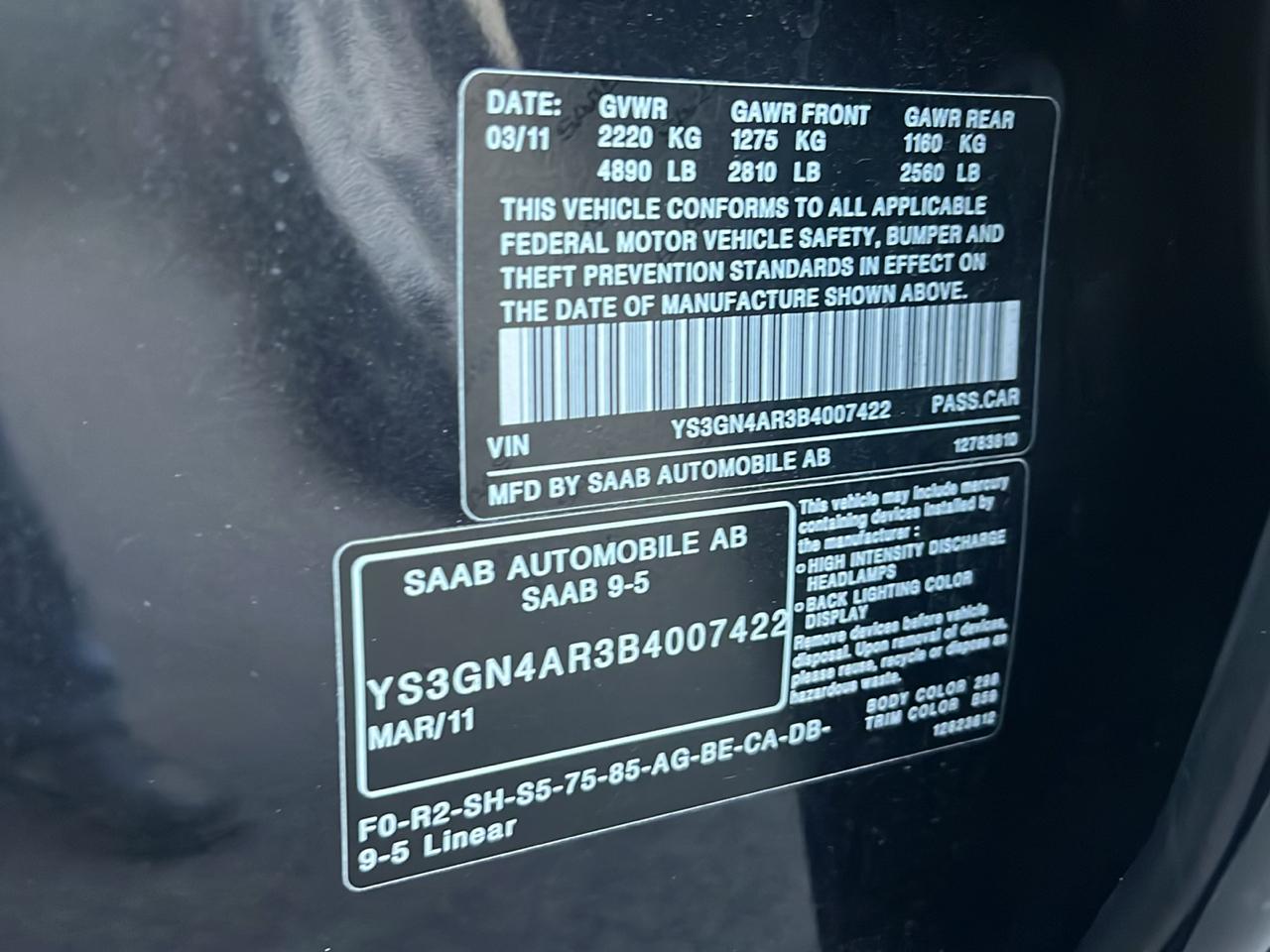 Saab 9-5 Turbo4 Sedan 2011