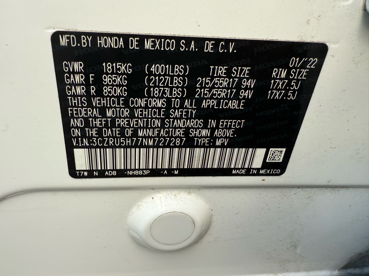 Honda HR-V EX-L 2WD CVT 2022 Honda HR-V EX-L 2WD CVT 2022