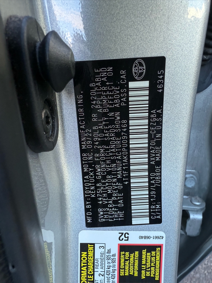 Toyota Camry XLE Auto (Natl) 2023 Toyota Camry XLE Auto (Natl) 2023