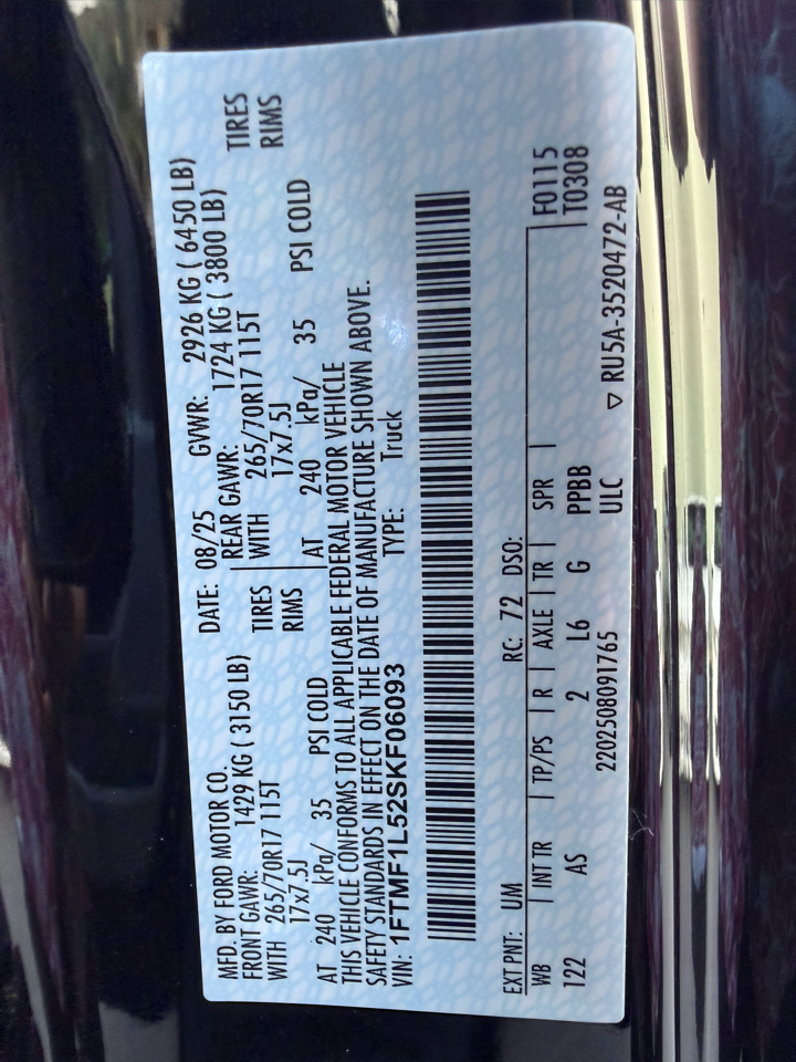 Ford F-150 4WD Reg Cab 122.5" XL 2025