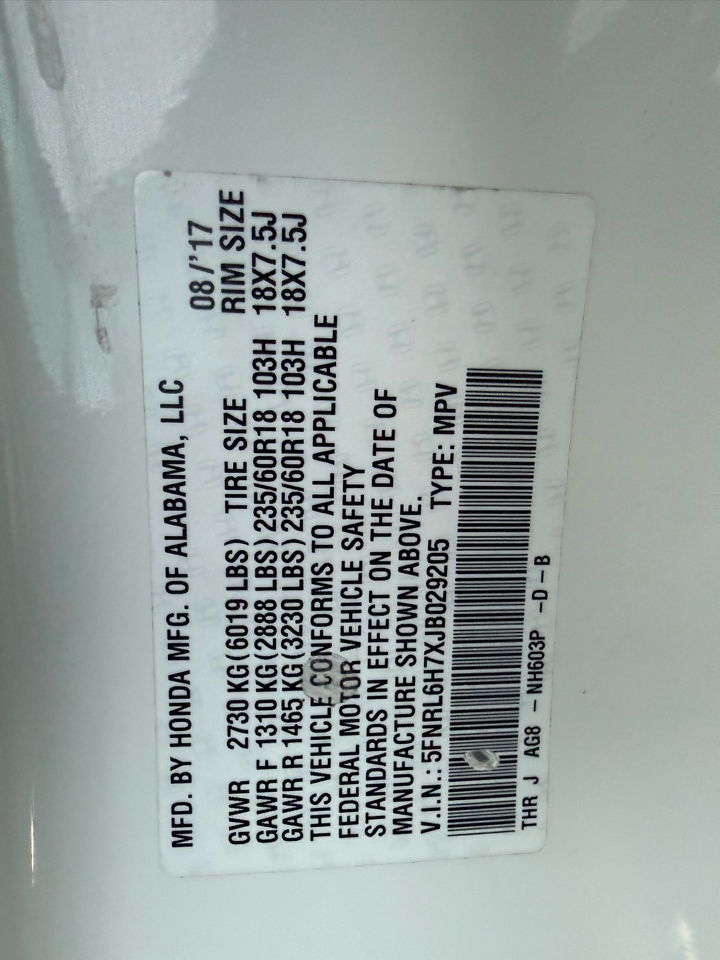 Honda Odyssey EX-L Auto 2018