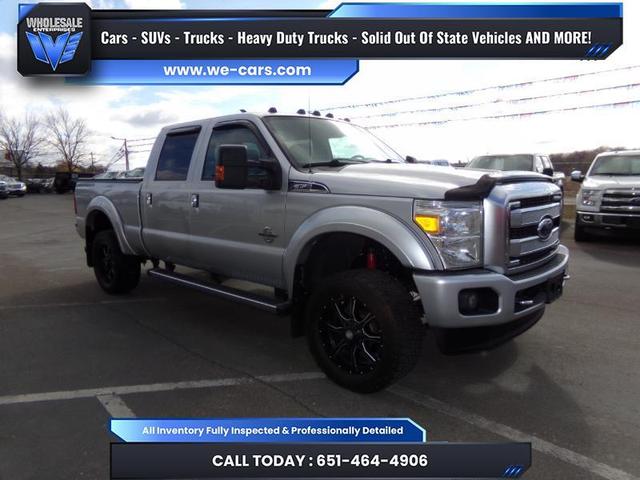 Silver 2015 Ford F-350 Super Duty Platinum Crew Cab 4WD Pickup Truck Four-Wheel Drive Automatic