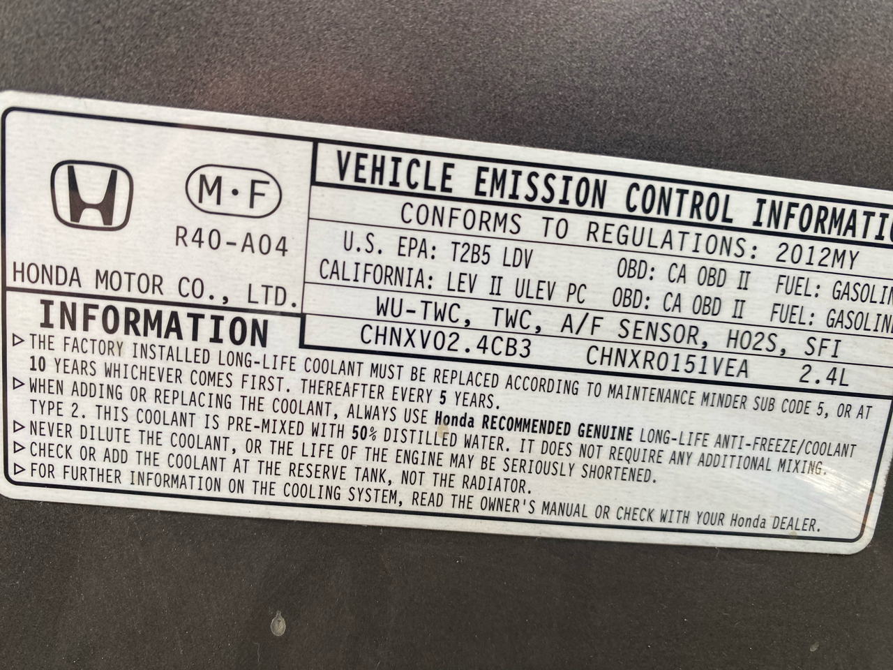 Honda Accord SE Sedan AT 2012