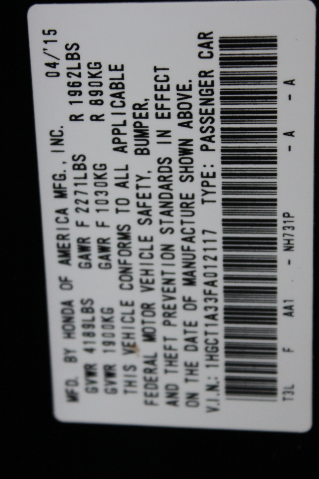 Honda Accord LX-S Coupe 6-Spd MT 2015