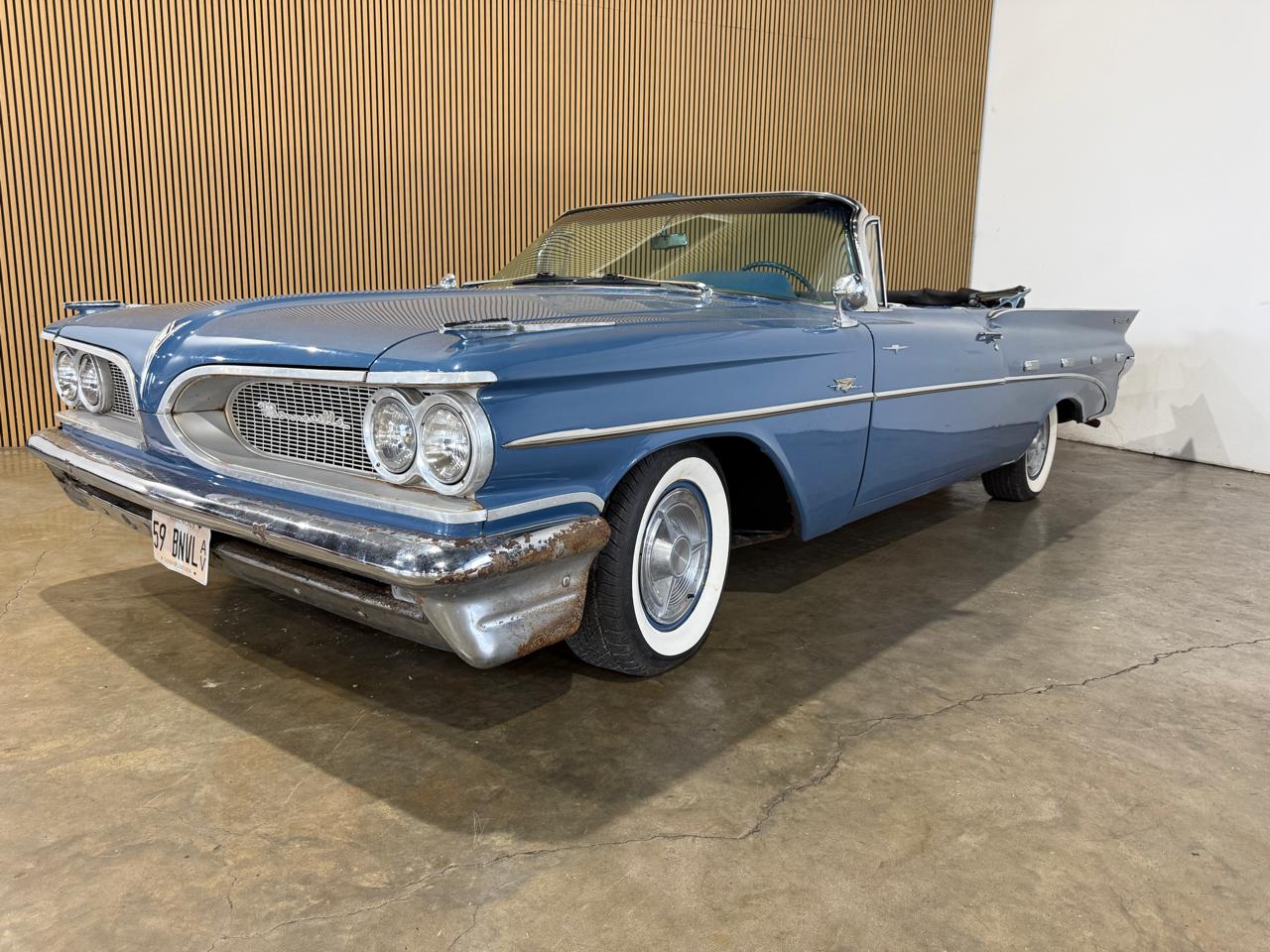 1959 Pontiac Bonneville Convertible - Blue exterior view 2