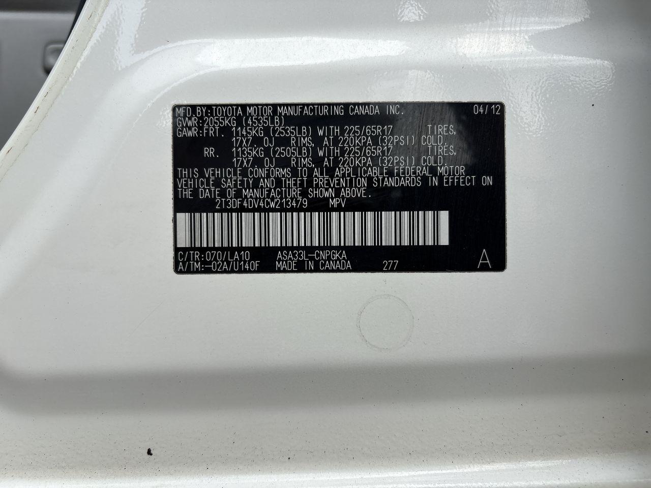 Toyota RAV4 4WD 4dr I4 Limited (Natl) 2012