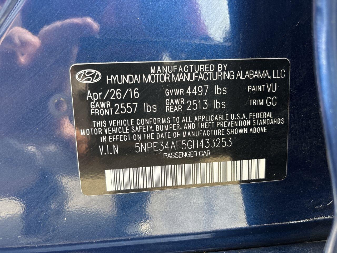 Hyundai Sonata 4dr Sdn 2.4L Sport 2016