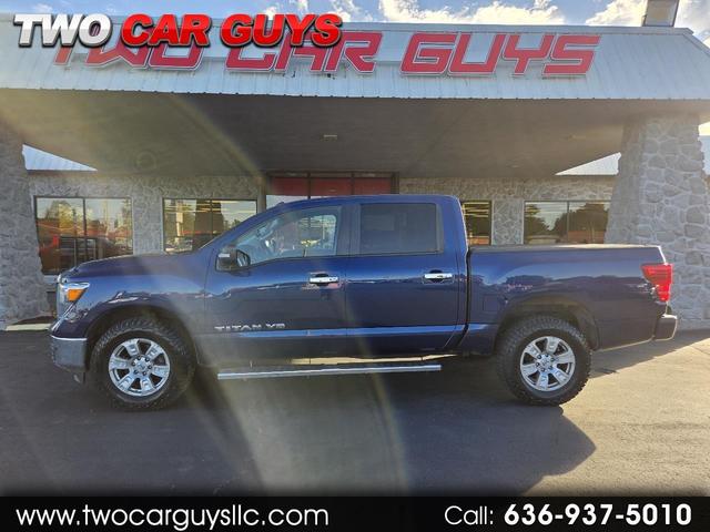 Blue 2018 Nissan Titan Pickup Truck Four-Wheel Drive