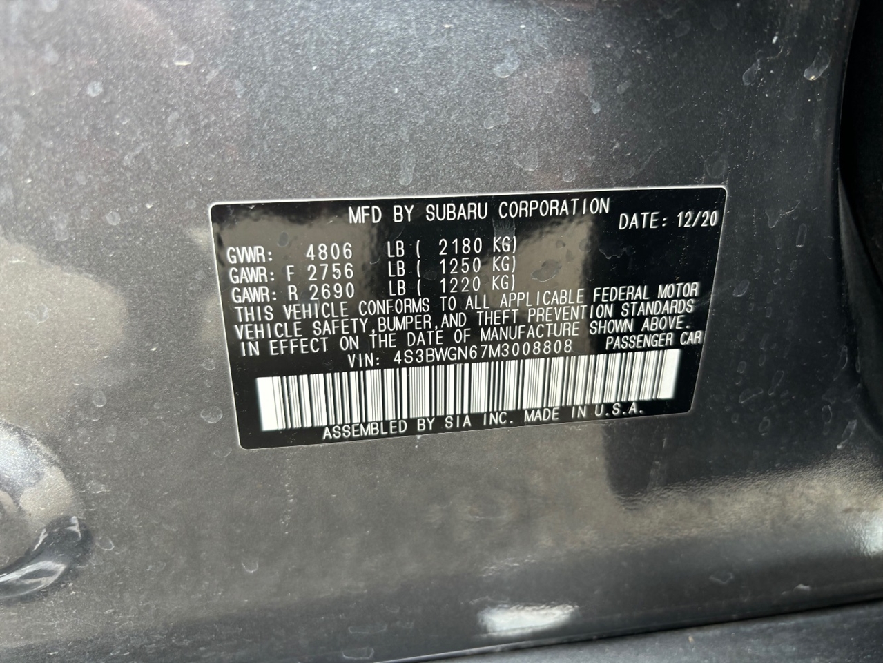 Subaru Legacy Limited XT 2021