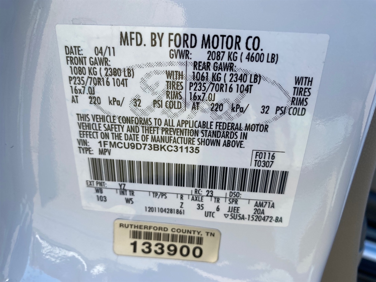 Ford Escape XLT 4WD 2011