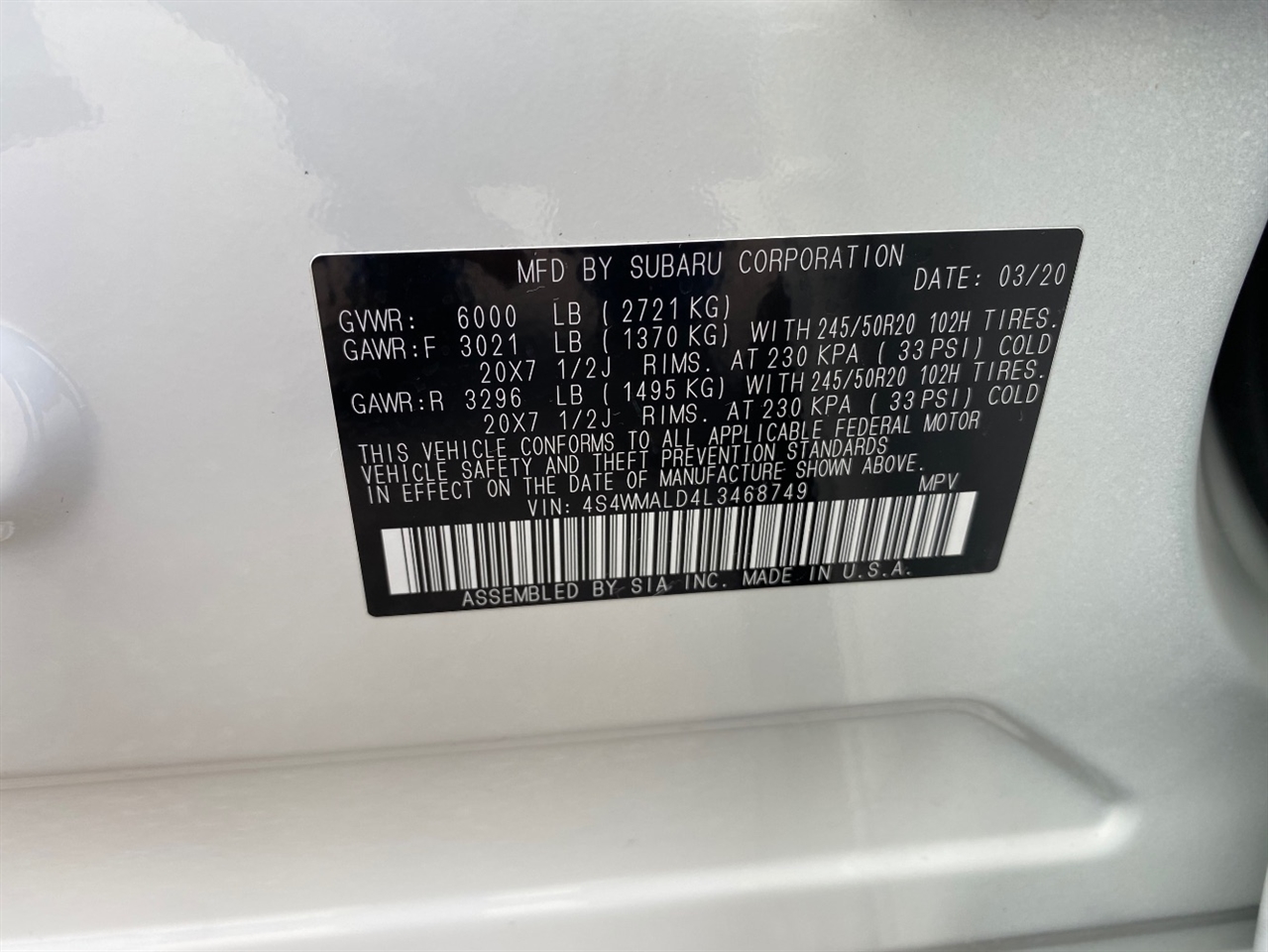 Subaru Ascent Limited w/8-Passenger Technology Pkg 2020