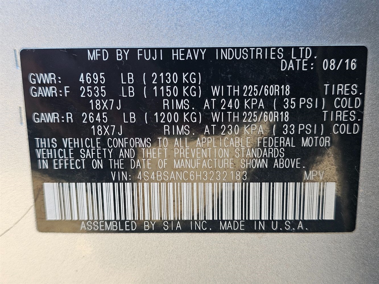 Subaru Outback 2.5i Limited 2017