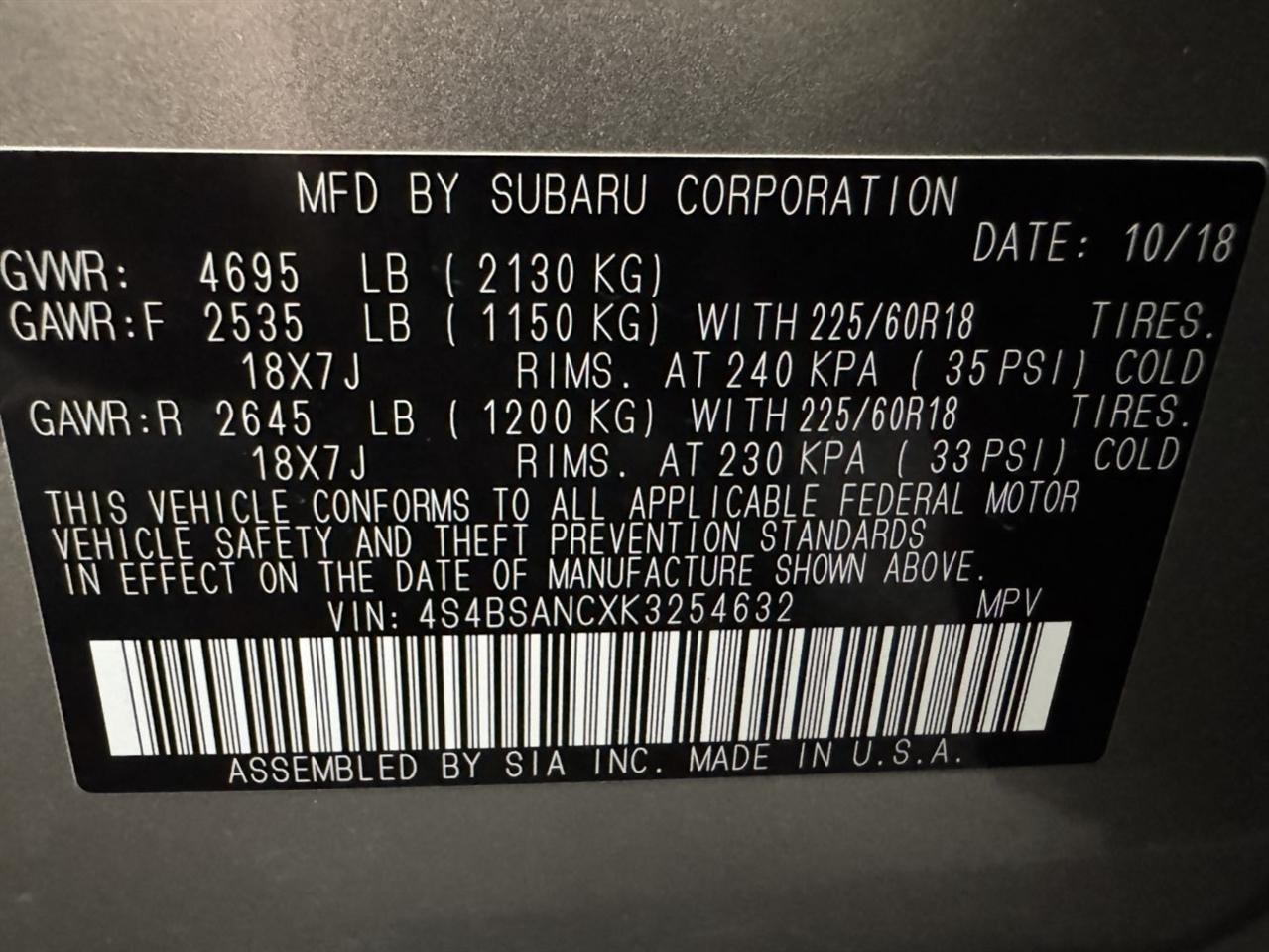 Subaru Outback  2019