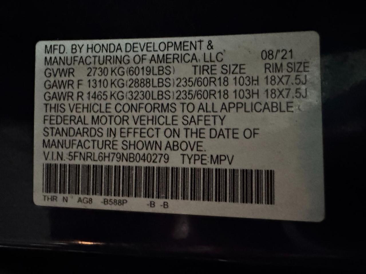 Honda Odyssey  2022